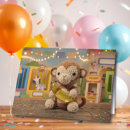 誕生日おめでとう ゾウ モンキーとぬりえ カード