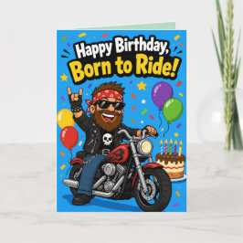 誕生日おめでとう バイクに乗って生まれてきた バイカーのお祝いカード カード