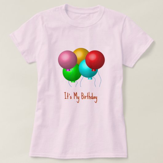 誕生日おめでとう バルーン It's My Birthday カスタム Tシャツ (デザイン正面)