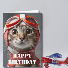誕生日おめでとう パイロット猫 楽しい航空ファンにぴったり カード