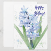 誕生日おめでとう ヒヤシンス 水彩 花 愛 シーズンカード (正面/裏面)