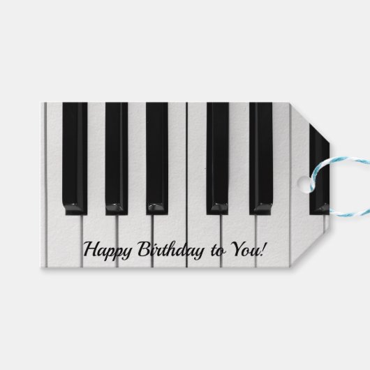 誕生日おめでとう ピアノの鍵盤 ギフトタグ (正面(横))