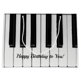 誕生日おめでとう ピアノ鍵盤 ラージペーパーバッグ