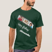 誕生日おめでとう フィルム コラージュ 名前 緑の男性 Tシャツ (正面)