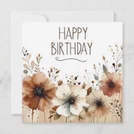 誕生日おめでとう ブラウンの花 カード