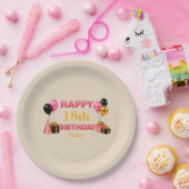 誕生日おめでとう ベージュ ペーパープレート (パーティー)