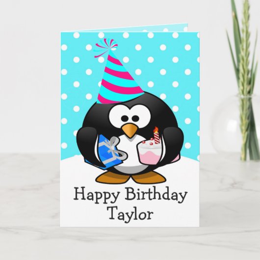 誕生日おめでとう ペンギンの子供カード カード (正面)