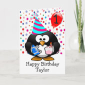 誕生日おめでとう ペンギンの子供 1歳 カード (正面)