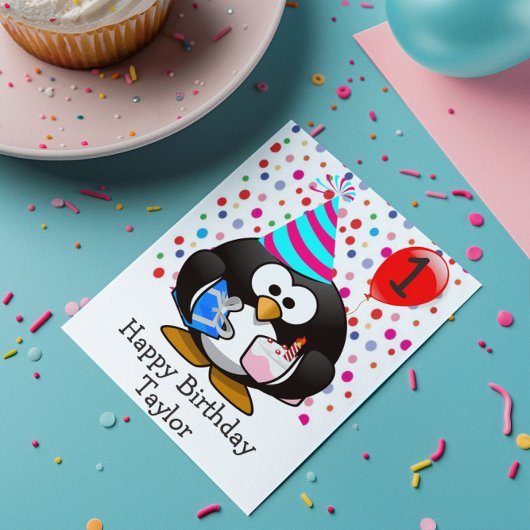 誕生日おめでとう ペンギンの子供 1歳 カード