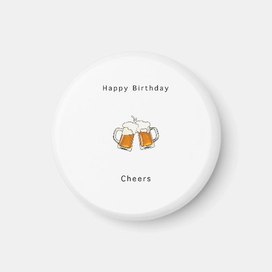 誕生日おめでとう マグネット 乾杯 ビール (正面)