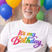 誕生日おめでとう マルチカラーレインボーTシャツ Tシャツ