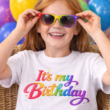 誕生日おめでとう マルチカラーレインボーTシャツ