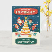 誕生日おめでとう&メリークリスマス カード (黄色い花)