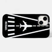 誕生日おめでとう モノクロ飛行機離着陸滑走路 Case-Mate iPhoneケース (裏面 (横))