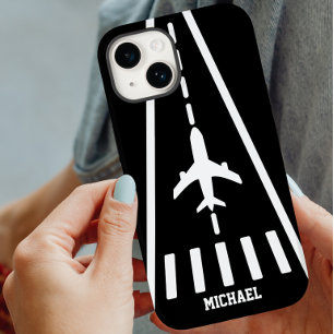 誕生日おめでとう モノクロ飛行機離着陸滑走路 Case-Mate iPhone 14ケース