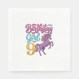 誕生日おめでとう！ユニコーン ビンテージ風彫刻デザイン_1 スタンダードランチョンナプキン