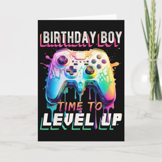 誕生日おめでとう!レベルアップだ!ゲーマー男子の誕生日 カード (正面)