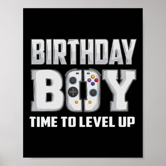 誕生日おめでとう!レベルアップだ!ゲーム好き男子の誕生日 ポスター (正面)