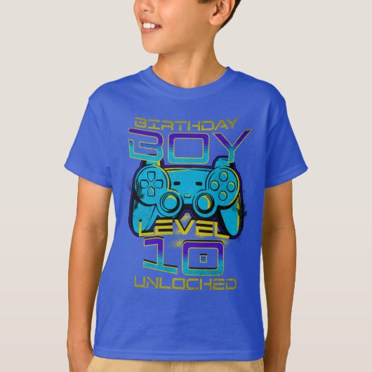 誕生日おめでとう!レベル10解除 ゲーマー少年Tシャツ Tシャツ (正面)