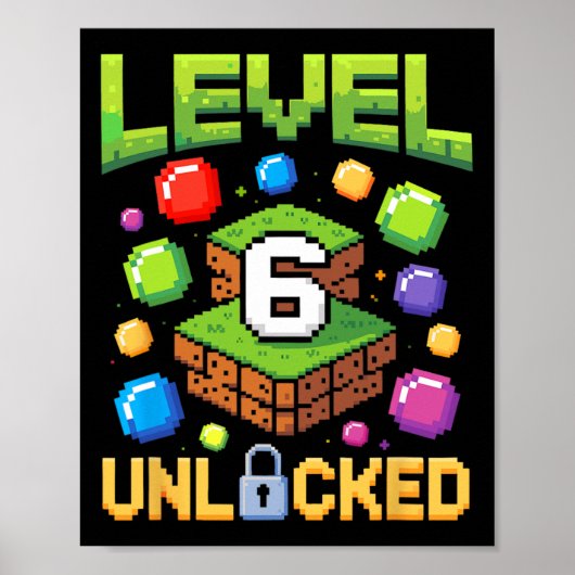 誕生日おめでとう!レベル6到達 6歳の誕生日お祝いゲーム パイ ポスター (正面)