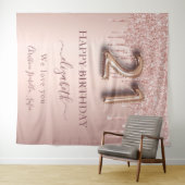 誕生日おめでとう ローズゴールドのブッシュグリッター 友達 タペストリー (インサイチュ(横))