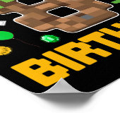 誕生日おめでとう!僕の8歳の誕生日だよ ゲーマー ピクセルナンバー ポスター (角)