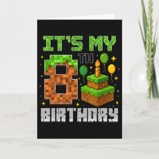 誕生日おめでとう！僕の8歳の誕生日だよ ゲーマー ピクセル少年 カード