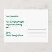 誕生日おめでとう!楽しいスター柄、虹の18、名前入り ポストカード (裏面)