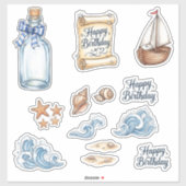 誕生日おめでとう 海のステッカーシート シール (シート)