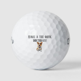 誕生日おめでとう!犬好きのためのTシャツ風デザイン ゴルフボール