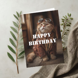誕生日おめでとう 猫 パイロット 航空ファン コミック ギフト カード