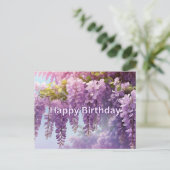 誕生日おめでとう 紫藤の花 ポストカード (スタンド正面)