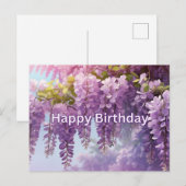 誕生日おめでとう 紫藤の花 ポストカード (正面/裏面)
