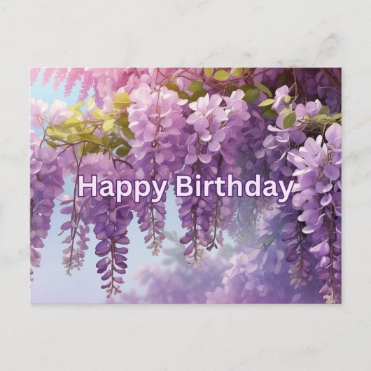 誕生日おめでとう 紫藤の花 ポストカード (正面)