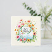 誕生日おめでとう&美しい花 グリーティングカード シーズンカード (スタンド正面)