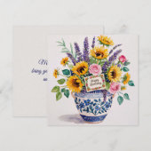 誕生日おめでとう 花束のホリデーカード シーズンカード (正面/裏面)