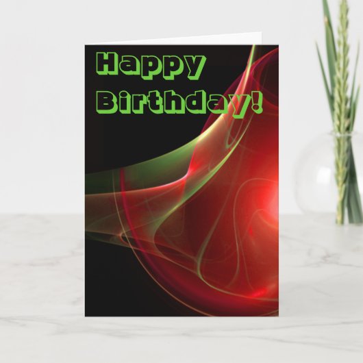 誕生日おめでとう 赤と緑の抽象的なブランクテンプレート カード (正面)
