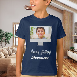 誕生日おめでとう 青い少年 Tシャツ