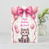 誕生日おめでとう🎀 風船を持ったかわいい猫 (スタンド正面)