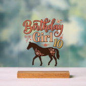 誕生日おめでとう 馬 花 デザイン 10 アクリルサイン (ニュートラル)