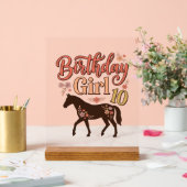 誕生日おめでとう 馬 花 デザイン 10 アクリルサイン (ウェディング)