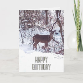 誕生日おめでとう 鹿の写真 自然のカード カード