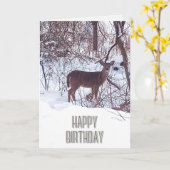誕生日おめでとう 鹿の写真 自然のカード カード (黄色い花)