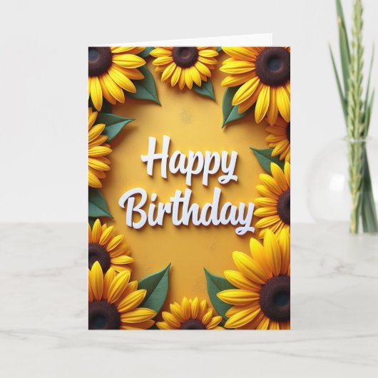 誕生日おめでとう 黄色い花のカード カード (正面)