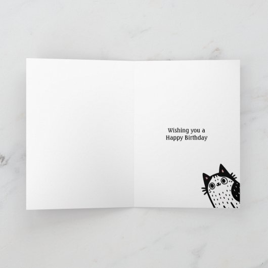 誕生日おめでとう 黒白ネコ カード (内部)