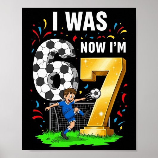 誕生日おめでとう 6歳から7歳 サッカー少年 6 7 ポスター (正面)