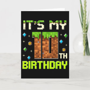 誕生日おめでとう!10歳の誕生日を迎えたゲーマー少年 ピクセルナンバー カード