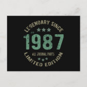 誕生日おめでとう!1987年生まれの伝説的な38歳の誕生日プレゼント ポストカード (正面)
