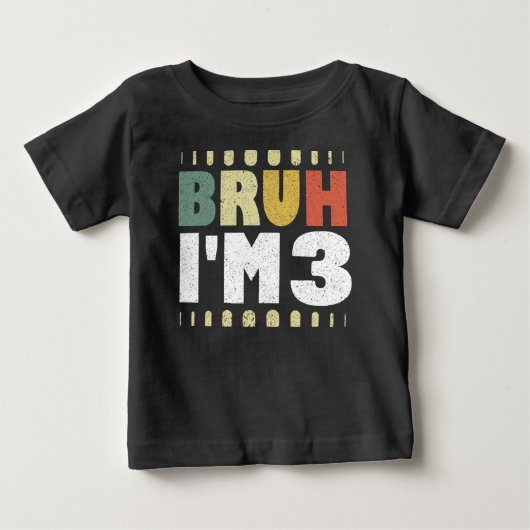 誕生日おめでとう！3歳の誕生日ヴィンテージ面白い女の子と男の子 ベビーTシャツ (正面)