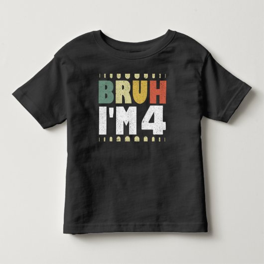 誕生日おめでとう!4歳の誕生日ヴィンテージ面白い女の子と男の子 トドラーTシャツ (正面)